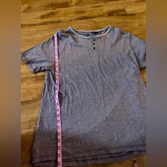 Rumors Originals Mens XL Purple and Grey Striped Short Sleeve Tee - Picture 6 of 12